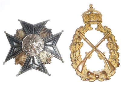 Lot 54 - A 19th Century Swedish Silver Breast Badge, as a Maltese cross with rayed back, centred by a...