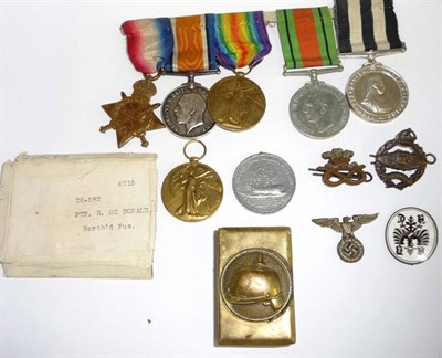 Lot 68 - A First/Second World War Group of Four Medals, awarded to 10607PTE.P.GILLON. DURH.L.I.,...