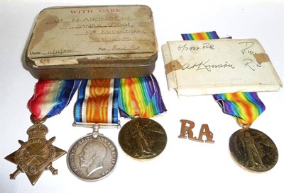 Lot 70 - A First World War Trio, awarded to 12694 PTE.F.ATKINSON. 10TH HRS., comprising 1914-15 Star,...