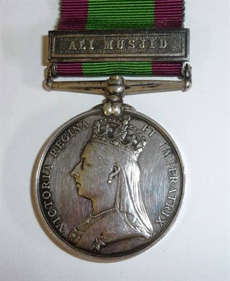 Lot 71 - An Afghanistan Medal, 1881, with clasp ALI MUSJID, awarded to 8 BDE/453. PTE.T.RILEY. 51ST REGT.