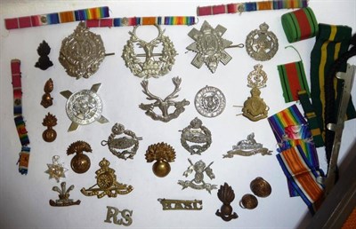 Lot 91 - A Collection of Twenty Seven Military Cap and Glengarry Badges, shoulder titles and collar...