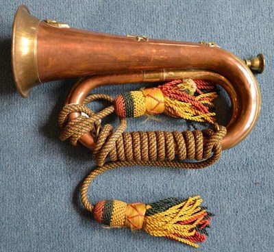 Lot 114 - A First World War Copper Bugle to the King's Own Yorkshire Light Infantry, with applied brass...