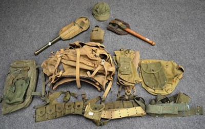 Lot 121 - A Quantity of Mainly US Second World War Period Pieces of  Kit, including an olive green...