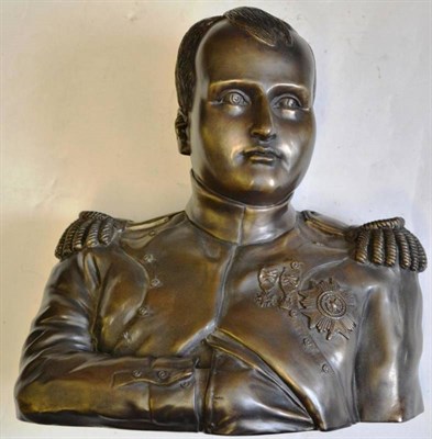 Lot 136 - A Bronzed Resin Bust of Napoleon Bonaparte, well modelled, in uniform with epaulettes and...