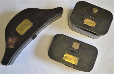 Lot 137 - A Late Victorian/Edwardian Officer's Black Japanned Epaulette Tin, of rounded rectangular form, the