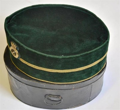 Lot 154 - A Pre-First World War Officer's Green Silk Velvet Pill Box Hat, with gilt metal thread...