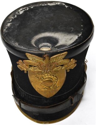 Lot 157 - A West Point Cadet ";Tar Bucket"; Dress Shako, the black wool body with patent leather crown, brass