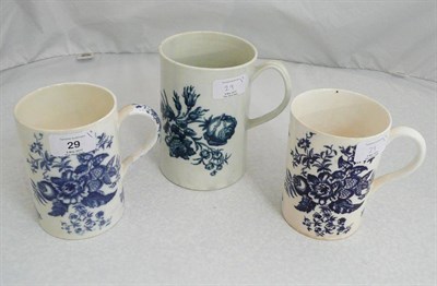 Lot 29 - A First Period Worcester Mug, circa 1775, printed with the rose pattern, blue open crescent...