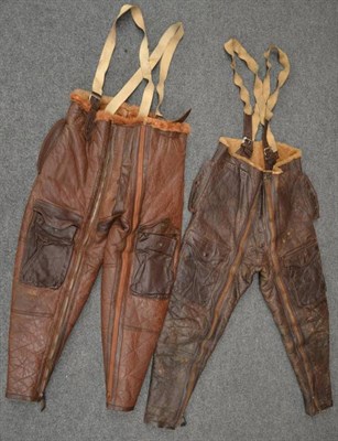 Lot 172 - A Pair of Second World War RAF Sheepskin Flying Trousers, with elasticated braces, the fly with two