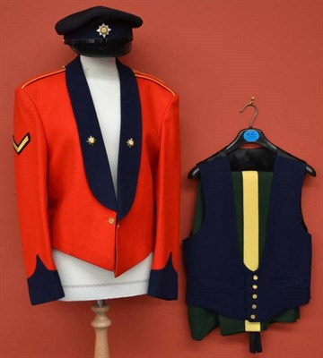 Lot 177 - A Royal Dragoon Guard's Mess Dress Uniform by Costello, London, comprising peaked cap, crimson...