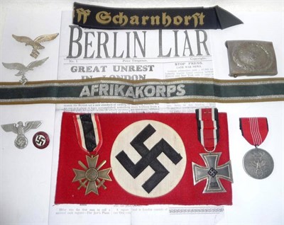 Lot 182 - A Small Collection of German Third Reich Items, comprising:- an NSDAP red wool armband with...