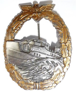 Lot 197 - A German Third Reich E-Boat War Badge, first type, the reverse with vertical needle pin and maker's