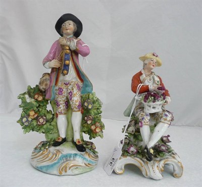 Lot 33 - A Continental Porcelain Figure of a Tambourinist, circa 1900, standing in a broad rimmed black...