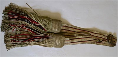 Lot 202 - A German Silver Lace Shoulder Sash, with black and red stripes, two large portapee knots with...