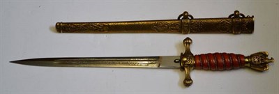 Lot 214 - A German Third Reich Naval Dirk, the double fullered steel blade etched with a fouled anchor...