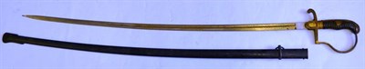 Lot 217 - A German Third Reich Army Sword, with plain 84cm single edge steel blade, brass stirrup hilt...