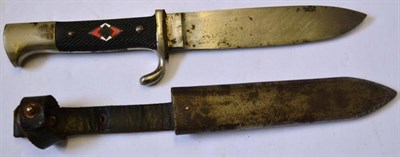 Lot 220 - A German Third Reich Hitler Youth Knife, the steel blade etched Blut und Ehre, the opposing...