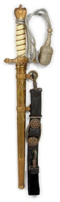 Lot 225 - A German Third Reich Naval Dirk, the double fullered steel blade etched with a fouled anchor...