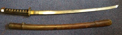 Lot 233 - A Japanese Katana, the 68cm early steel blade with numerous areas of delamination, with one...