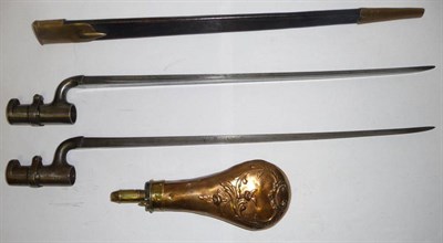 Lot 273 - A British 1876 Pattern Socket Bayonet, with War Department markings and brass mounted leather...