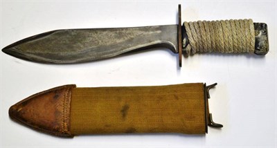 Lot 285 - An American First World War Bolo Fighting Knife, with shaped steel blade, the steel crossguard...