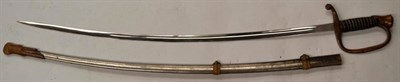 Lot 286 - An American Sword, the 77cm single edge curved steel blade stamped Made in Germany and etched `...