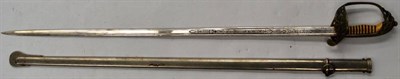 Lot 288 - A Spanish Dress Sword, the 78cm single edge steel blade with two narrow fullers, etched Fabrica...