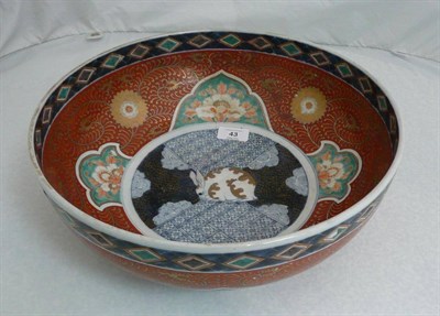 Lot 43 - A Japanese Imari Porcelain Large Fruit Bowl, late Meiji period (1868-1912), with central...