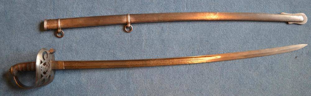 Lot 338 - A Victorian 1845 Pattern Burnley Rifles Officer's Sword, the 83cm single edge fullered steel...