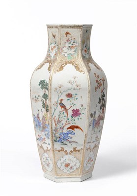 Lot 47 - A Chinese Export Porcelain Famille Rose Hexagonal Panelled Vase, Qianlong (1736-1795), each...