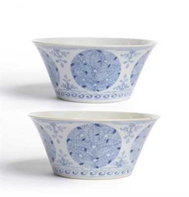 Lot 55 - A Pair of Chinese Blue and White Porcelain Bowls, Qianlong (1736-1795), of flared circular...