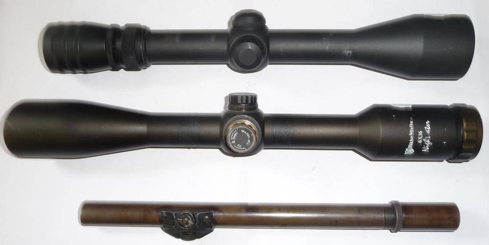 Lot 476 - A Vintage German Scope by Ruediger, 2 1/2 X magnification, numbered 11229, with fine cross hair...