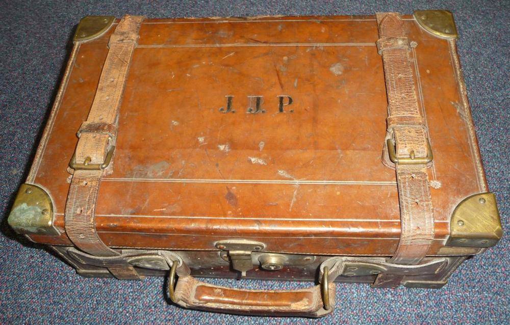 Lot 497 - A Stitched Leather Cartridge Case by William Rochester Pape, Newcastle on Tyne, of rectangular...