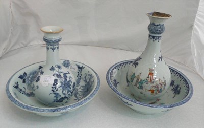 Lot 66 - A Chinese Blue and White Export Porcelain Guglet and Basin, Qianlong (1736-1795), the guglet...