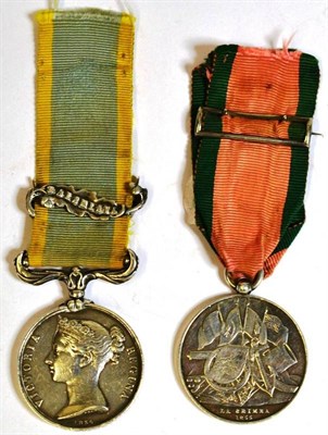 Lot 15 - A Crimea Pair, comprising a Crimea Medal 1854, with clasp BALAKLAVA, named to THOS.HARBY. R.M., and