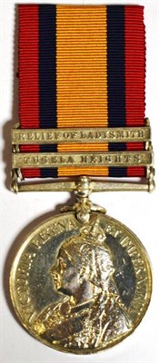 Lot 24 - A Queen's South Africa Medal, with two clasps TUGELA HEIGHTS and RELIEF OF LADYSMITH, awarded...