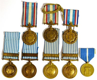 Lot 27 - A Collection of Eight United Nations Korean War Medals, 1950-53, comprising three French...