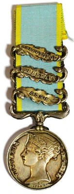 Lot 30 - A Crimea Medal 1854, with three clasps ALMA, INKERMANN and SEBASTAPOL, awarded to R.ALEXANDER. 77TH