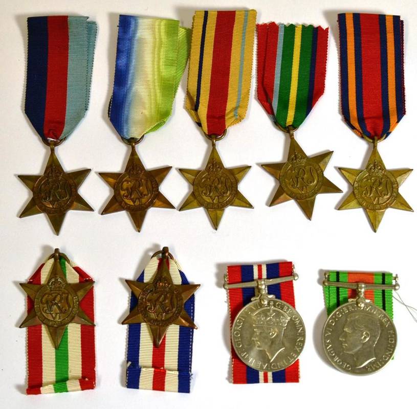 Lot 35 - Nine Single Second World War Medals, comprising 1939-45 Star, Atlantic Star, Africa Star,...