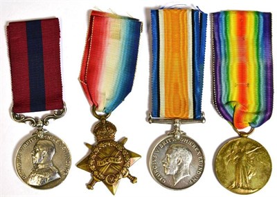 Lot 38 - A First World War DCM Group of Four Medals, awarded to 3700 PTE W.T.FLITTON. 1/QUEEN:S REGT,...