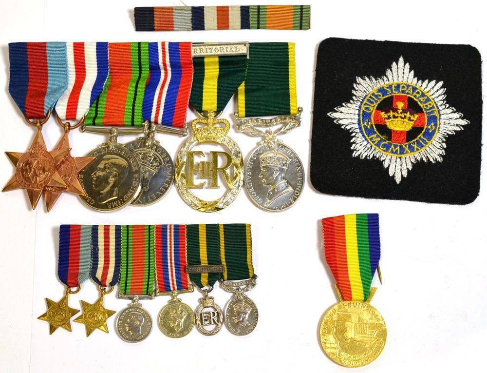 Lot 41 - A Second World War Group of Six Medals and Miniatures, awarded to 7891715 TPR.R.G.DAVIES. LOTHIANS
