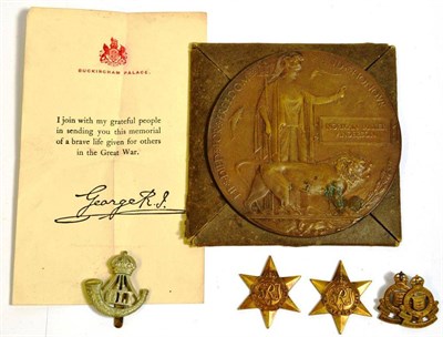 Lot 44 - A First World War Memorial Plaque, to NORMAN MILLER ANDERSON, with medal slip and in cardboard...