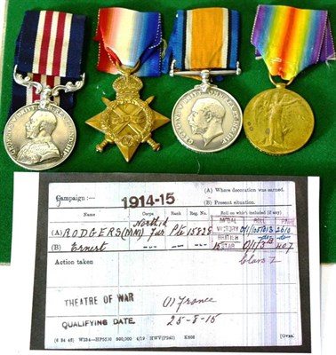 Lot 49 - A First World War Gallantry Group of Four Medals, awarded to 15828 PTE.E.RODGERS....
