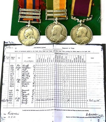 Lot 50 - A Boer War Long Service Group of Three Medals, awarded to 2498 Bd'sm'n W.R.YARWOOD. 2/Linc....