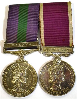 Lot 69 - A Pair of Elizabeth II Army Medals, comprising General Service Medal 1918-62 with clasp MALAYA,...