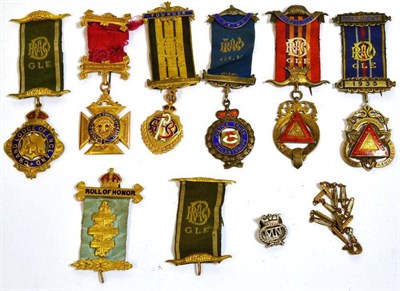 Lot 78 - Five Royal Antediluvian Order of Buffaloes Breast Jewels, circa 1922 - 1935, to Brother John...