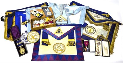 Lot 80 - A Quantity of Masonic Regalia, to Craft, Mark Master, Mark Provincial and Royal Arch Chapter,...