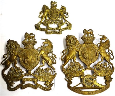 Lot 82 - A Post 1891 Brass Helmet Plate to the Militia Artillery, with Queen's crown; a Corps of Royal...