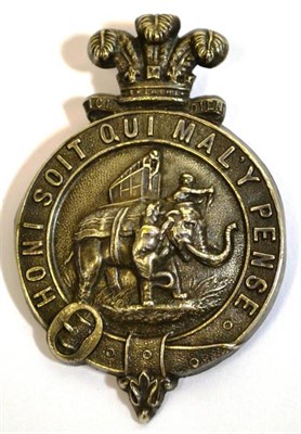 Lot 85 - An Edward VII Silver Tiger Hunt Presentation Badge, the reverse with a plate stamped PRESENTED...