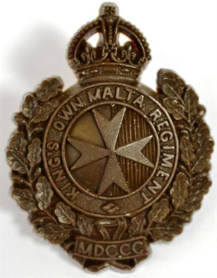 Lot 93 - A Scarce Bakelite Cap Badge to the King's Own Malta Regiment, by A Stanley & Sons, Walsall,...